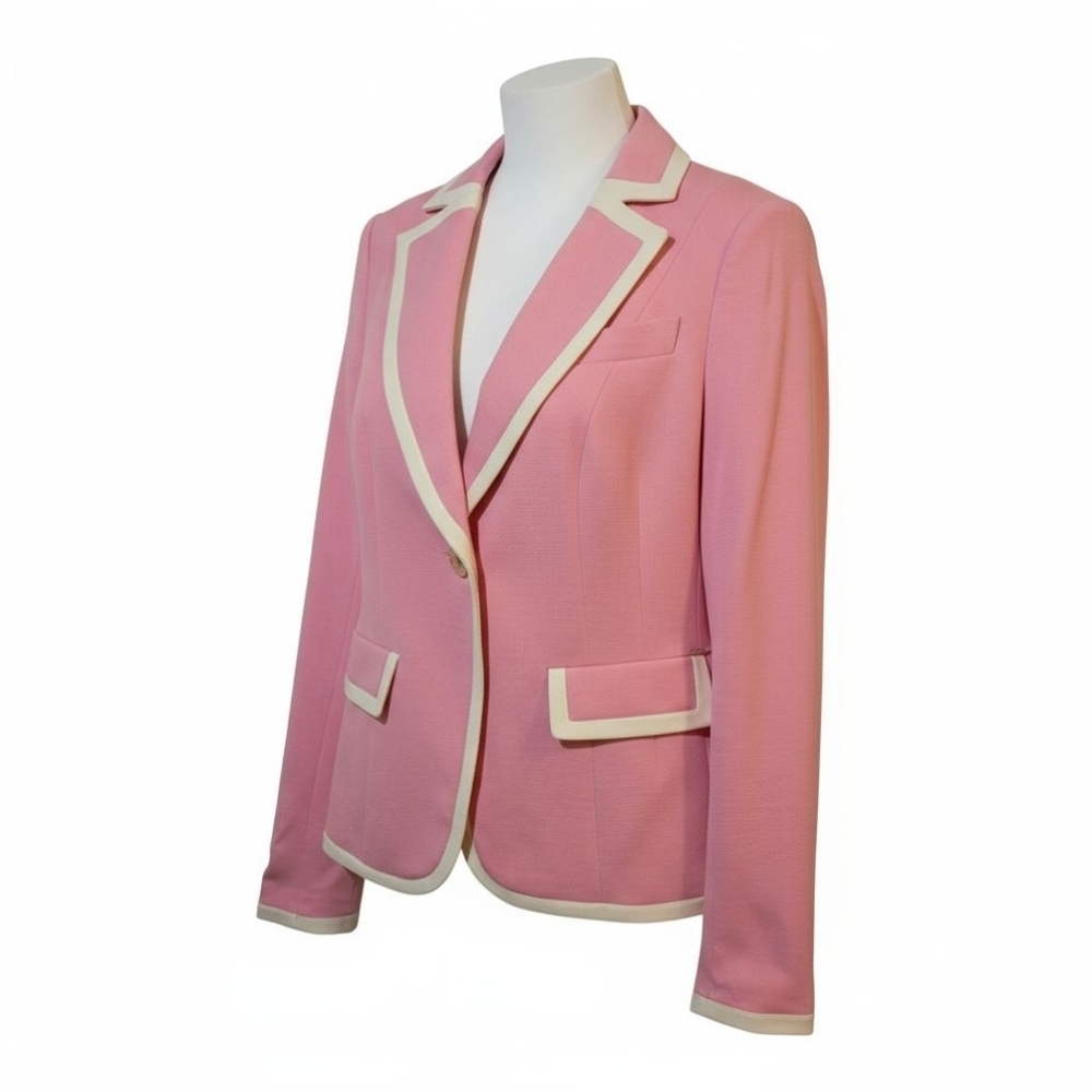 DKNY Pink Women's Blazer with Cream Accents